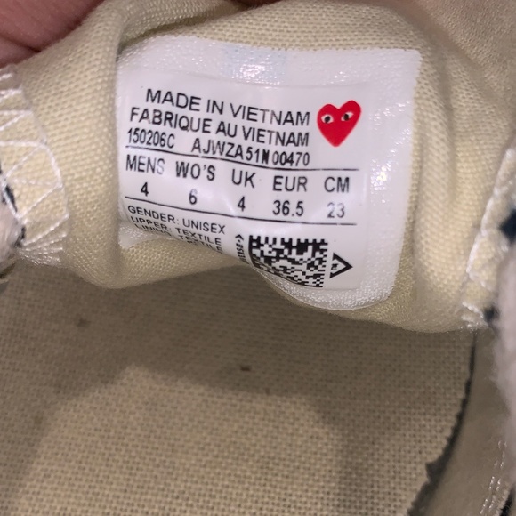 Black Lowtop Comme deś GARÇONS Mens 4 Womens 6 - Picture 6 of 7